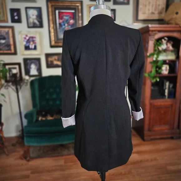 Calvin Klein Black Open Front Longline Blazer Jacket Womens Size 4 - Picture 4 of 7